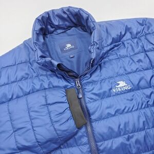 Viking Cruises Men's Large Puffer Jacket Full Zip Blue Long Sleeve‎ Zip Pockets
